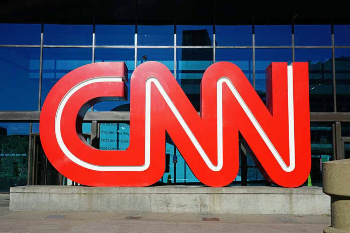 1284372034 Large red CNN logo outside a building.