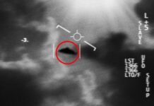New Pentagon UFO Video Raises Eyebrows A blurry image of a UFO captured in the sky with a circular red highlight