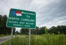 Welcome to North Carolina sign on roadside