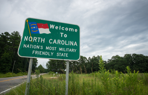 Welcome to North Carolina sign on roadside